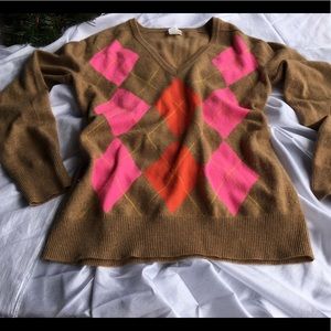 J Crew 100% Cashmere Argyle Sweater